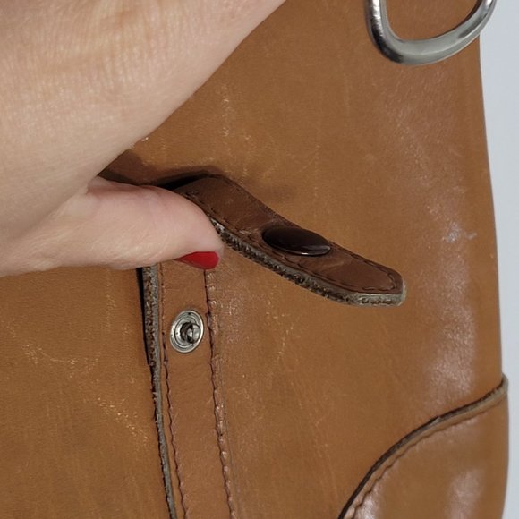 Bohemian Tan Leather Crossbody Envelope Button Slim Strap Shoulder Bag Hipster - Picture 4 of 10